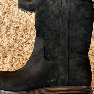 Cole Haan Grand.os Roper Quilted Suede Mid-Calf Waterproof Boots in black, sz 8